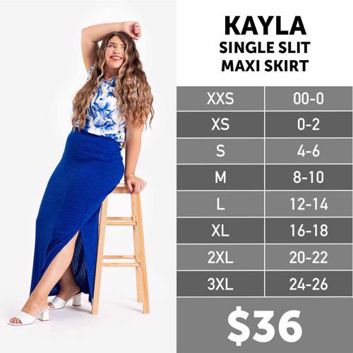 Kayla Size Chart